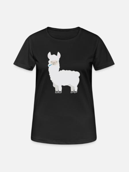 Chemise d'animal craché Lama motif d'enfant Lama crache - T-shirt respirant Femme - noir