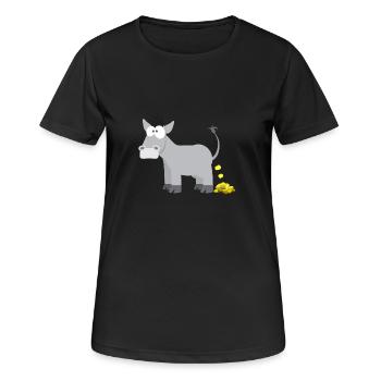 Kindermotiv Esel Tiershirt Geschenkidee Goldesel - Frauen T-Shirt atmungsaktiv - Schwarz - Vorne - AI Model Female 172 light (172cm)