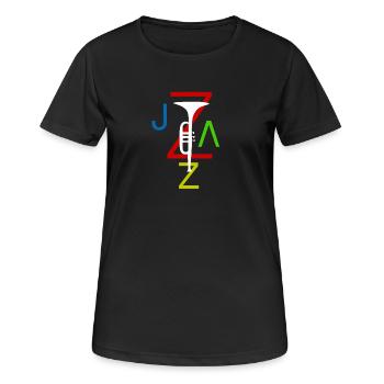 Jazz - Frauen T-Shirt atmungsaktiv - Schwarz - Vorne - AI Model Female 172 light (172cm)