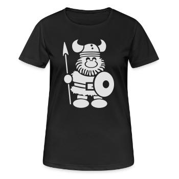 Viking with shield and spear illustration - Women's Breathable T-Shirt - black - Front - AI Model Female 172 light (172cm)