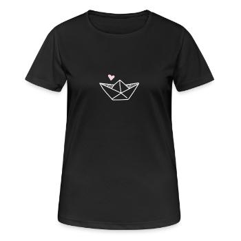 Bateau à voile en origami - T-shirt respirant Femme - noir - Devant - AI Model Female 172 light (172cm)