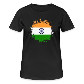 India stain blot/flag gift Asia - Women's Breathable T-Shirt - black - Front - AI Model Female 172 light (172cm)