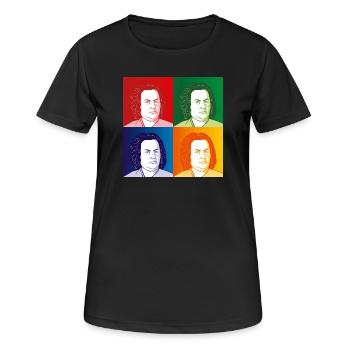 Johann Sebastian Bach im Cartoon Style - Frauen T-Shirt atmungsaktiv - Schwarz - Vorne - AI Model Female 172 light (172cm)