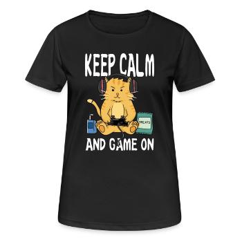 keep calm and game on - Women's Breathable T-Shirt - black - Front - AI Model Female 172 light (172cm)