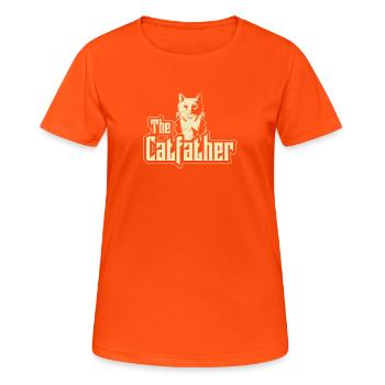 Catfather Katzen Dad Maine Coon Geschenkidee - Frauen T-Shirt atmungsaktiv - Neonorange - Vorne - AI Model Female 172 dark (172cm)