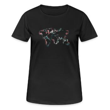 Weltkarte - Frauen T-Shirt atmungsaktiv - Schwarz - Vorne - AI Model Female 172 light (172cm)