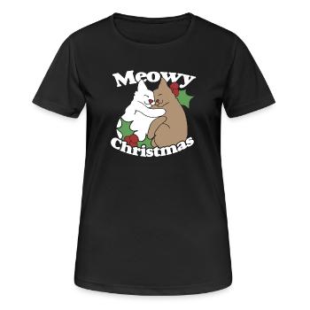 Meowy Christmas Shirt - Women's Breathable T-Shirt - black - Front - AI Model Female 172 light (172cm)