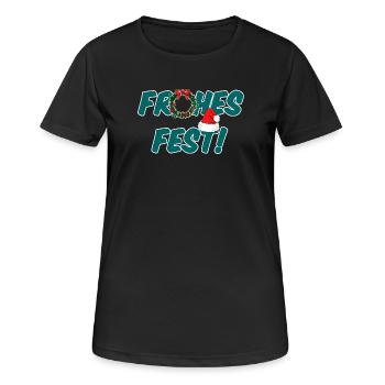 Frohes Fest Weihnachten Christmas Geschenk - Frauen T-Shirt atmungsaktiv - Schwarz - Vorne - AI Model Female 172 light (172cm)
