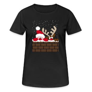 Père Noël et Rudolph - T-shirt respirant Femme - noir - Devant - AI Model Female 172 light (172cm)