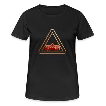 Attention tram 3 - T-shirt respirant Femme - noir - Devant - AI Model Female 172 light (172cm)
