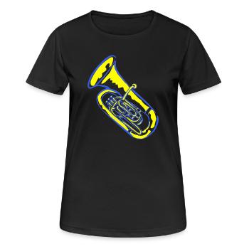 Tuba Musik in Neonfarben - Frauen T-Shirt atmungsaktiv - Schwarz - Vorne - AI Model Female 172 light (172cm)