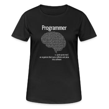 Programmeur cerveau PC ordinateur définition pizza lo - T-shirt respirant Femme - noir - Devant - AI Model Female 172 light (172cm)