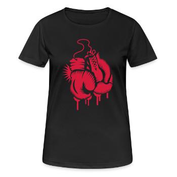 Boxhandschuhe - Frauen T-Shirt atmungsaktiv - Schwarz - Vorne - AI Model Female 172 light (172cm)