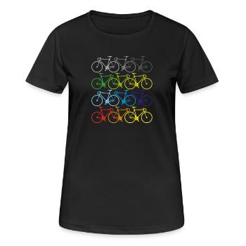 sommer fahrrad t-shirt sport - Frauen T-Shirt atmungsaktiv - Schwarz - Vorne - AI Model Female 172 light (172cm)