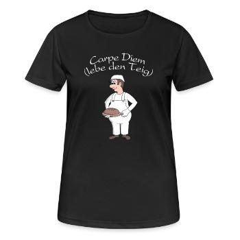 Bäcker Carpe Diem - Lebe den Teig - Frauen T-Shirt atmungsaktiv - Schwarz - Vorne - AI Model Female 172 light (172cm)