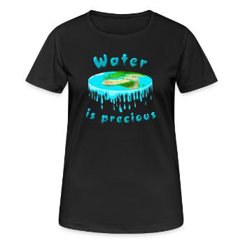 Wasser ist kostbar - Frauen T-Shirt atmungsaktiv - Schwarz - Vorne - AI Model Female 172 light (172cm)