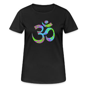 Om - Aum vert psychédélique - T-shirt respirant Femme - noir - Devant - AI Model Female 172 light (172cm)