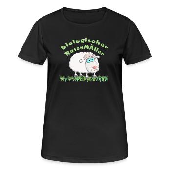 Schaf = biologischer Rasenmäher - Frauen T-Shirt atmungsaktiv - Schwarz - Vorne - AI Model Female 172 light (172cm)
