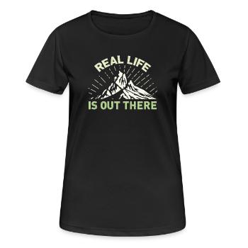 Real Life Is Out There - Frauen T-Shirt atmungsaktiv - Schwarz - Vorne - AI Model Female 172 light (172cm)