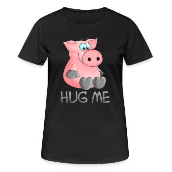 Hug - hug me pig - Women's Breathable T-Shirt - black - Front - AI Model Female 172 light (172cm)