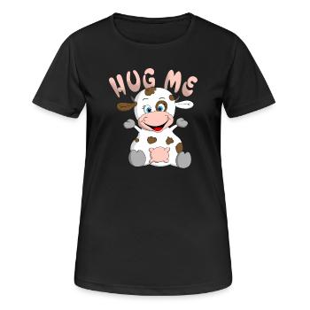 Hug me Kuh - Frauen T-Shirt atmungsaktiv - Schwarz - Vorne - AI Model Female 172 light (172cm)