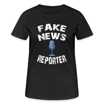 fake news reporter, fake news shirt - Frauen T-Shirt atmungsaktiv - Schwarz - Vorne - AI Model Female 172 light (172cm)