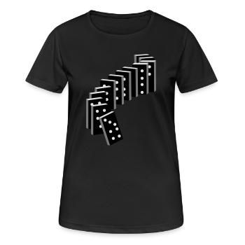 Legespiel mit Domino Spielsteine - Frauen T-Shirt atmungsaktiv - Schwarz - Vorne - AI Model Female 172 light (172cm)