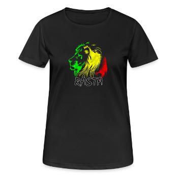 Lion rasta : style vert-jaune-rouge - T-shirt respirant Femme - noir - Devant - AI Model Female 172 light (172cm)