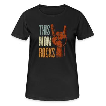 This Mom Rocks Rock n Roll Heavy Metal Geschenk - Frauen T-Shirt atmungsaktiv - Schwarz - Vorne - AI Model Female 172 light (172cm)