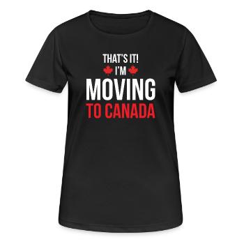 Umzug nach Kanada - Frauen T-Shirt atmungsaktiv - Schwarz - Vorne - AI Model Female 172 light (172cm)