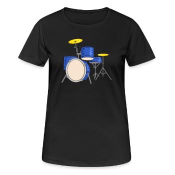schlagzeug drummer musiker - Frauen T-Shirt atmungsaktiv - Schwarz - Vorne - AI Model Female 172 light (172cm)
