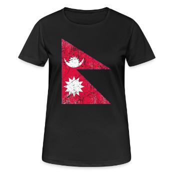Nepal flag flag Fahne Flagge drapeau bandera - Women's Breathable T-Shirt - black - Front - AI Model Female 172 light (172cm)