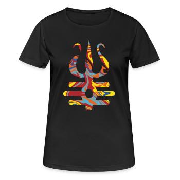 trishul trishula symbole hindouisme bouddhisme Shiva - T-shirt respirant Femme - noir - Devant - AI Model Female 172 light (172cm)