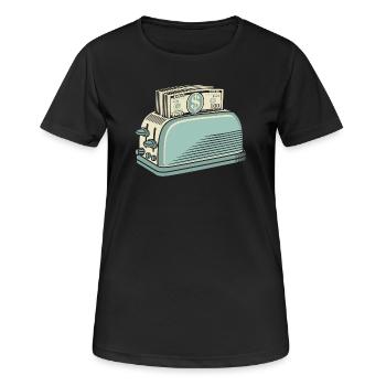 Money Toaster Cash Hustle lustiges T-Shirt-Design - Frauen T-Shirt atmungsaktiv - Schwarz - Vorne - AI Model Female 172 light (172cm)