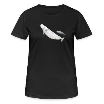 Beluga weiß und ihr Kalb - Beluga und Kalb - Frauen T-Shirt atmungsaktiv - Schwarz - Vorne - AI Model Female 172 light (172cm)