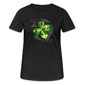 good luck blatt Kleeblatt Symbol Grafik Natur icon - Frauen T-Shirt atmungsaktiv - Schwarz - Vorne - AI Model Female 172 light (172cm)