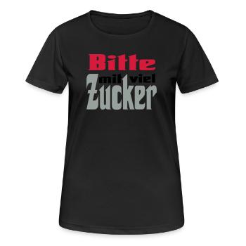 Bitte viel Zucker - Frauen T-Shirt atmungsaktiv - Schwarz - Vorne - AI Model Female 172 light (172cm)