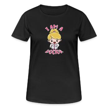 Arzt - Frauen T-Shirt atmungsaktiv - Schwarz - Vorne - AI Model Female 172 light (172cm)