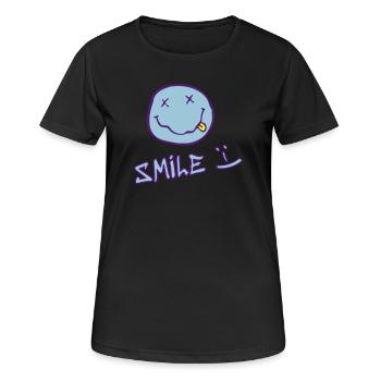 Visage souriant - T-shirt respirant Femme - noir - Devant - AI Model Female 172 light (172cm)