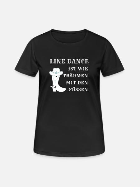 Line Dance ist wie Träumen mit den Füßen - Frauen T-Shirt atmungsaktiv - Schwarz