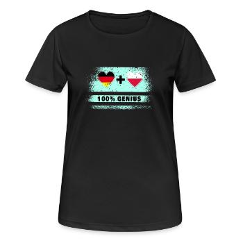 Allemagne et Pologne 100 % Genial / Cadeau - T-shirt respirant Femme - noir - Devant - AI Model Female 172 light (172cm)