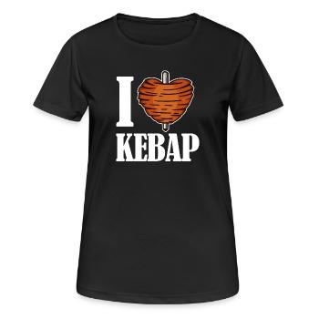 J'aime le coeur kebab kebab kebab disant drôle - T-shirt respirant Femme - noir - Devant - AI Model Female 172 light (172cm)