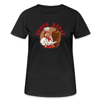 Döner Kebab Kebap Grillen Grillfleisch Spieß - Frauen T-Shirt atmungsaktiv - Schwarz - Vorne - AI Model Female 172 light (172cm)