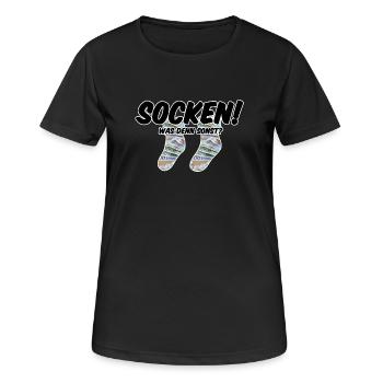 Socken! Was denn sonst? - Frauen T-Shirt atmungsaktiv - Schwarz - Vorne - AI Model Female 172 light (172cm)
