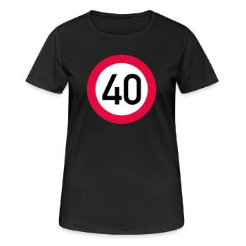40 ans Attention ! Panneau de signalisation 40 km/h - T-shirt respirant Femme - noir - Devant - AI Model Female 172 light (172cm)