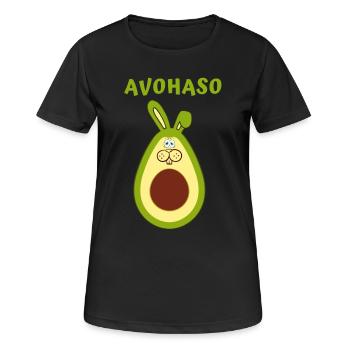 Avocado Lachalarm Cartoonaufdruck - Frauen T-Shirt atmungsaktiv - Schwarz - Vorne - AI Model Female 172 light (172cm)