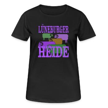 Lüneburger Heide Motiv - Frauen T-Shirt atmungsaktiv - Schwarz - Vorne - AI Model Female 172 light (172cm)