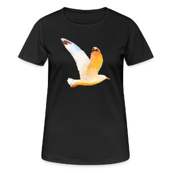 Moewe im Flug Vogel Urlaub - Frauen T-Shirt atmungsaktiv - Schwarz - Vorne - AI Model Female 172 light (172cm)