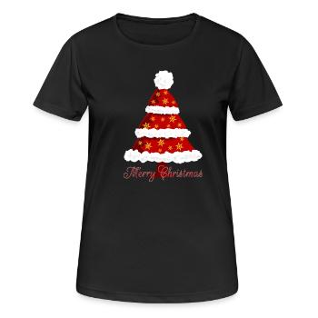 Tannenbaum Weihnachten - Frauen T-Shirt atmungsaktiv - Schwarz - Vorne - AI Model Female 172 light (172cm)
