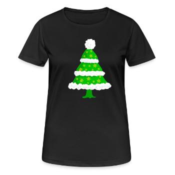 Tannenbaum Weihnachten - Frauen T-Shirt atmungsaktiv - Schwarz - Vorne - AI Model Female 172 light (172cm)